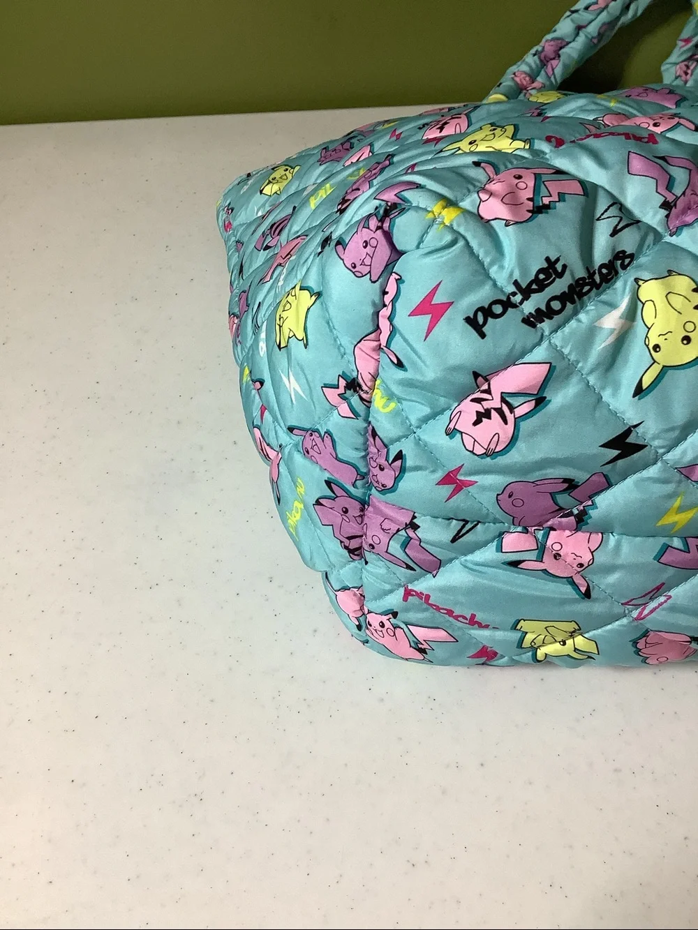 Pikachu/Pocket Monster aqua nylon tote